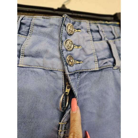 Silver Diva Women’s Blue Rhinestone High-Rise Skinny Jeans Size 9 - Picture 3 of 3